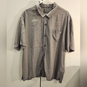 Tommy Bahama Mens XL Gray Silk Button Down Shirt